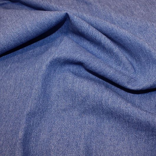 8oz Washed Denim Fabric Medium Blue