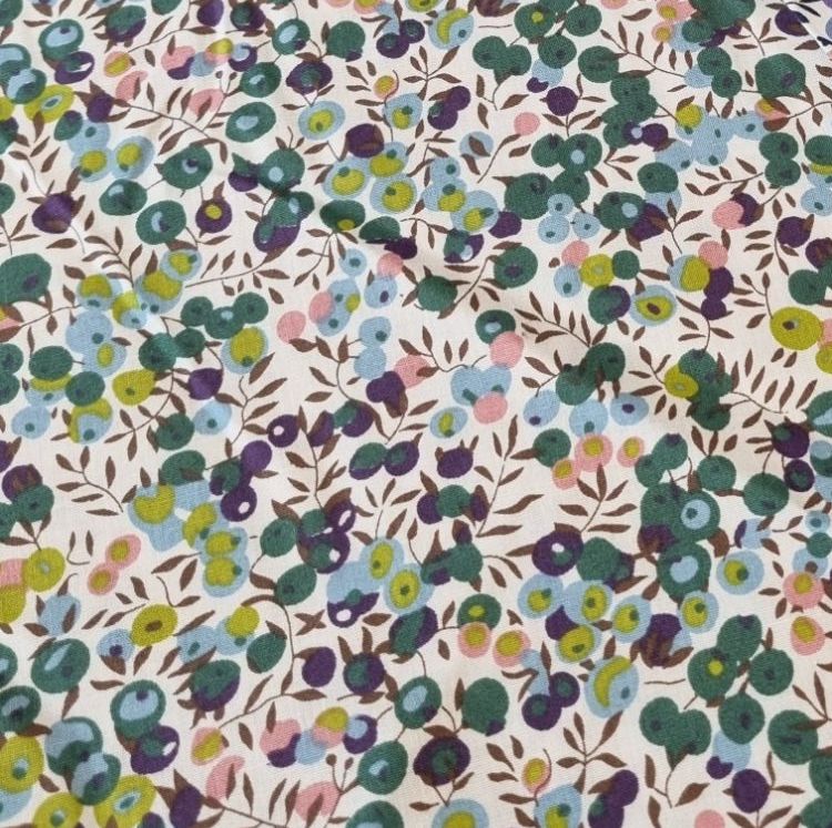 Cotton Fabric Berries Teal