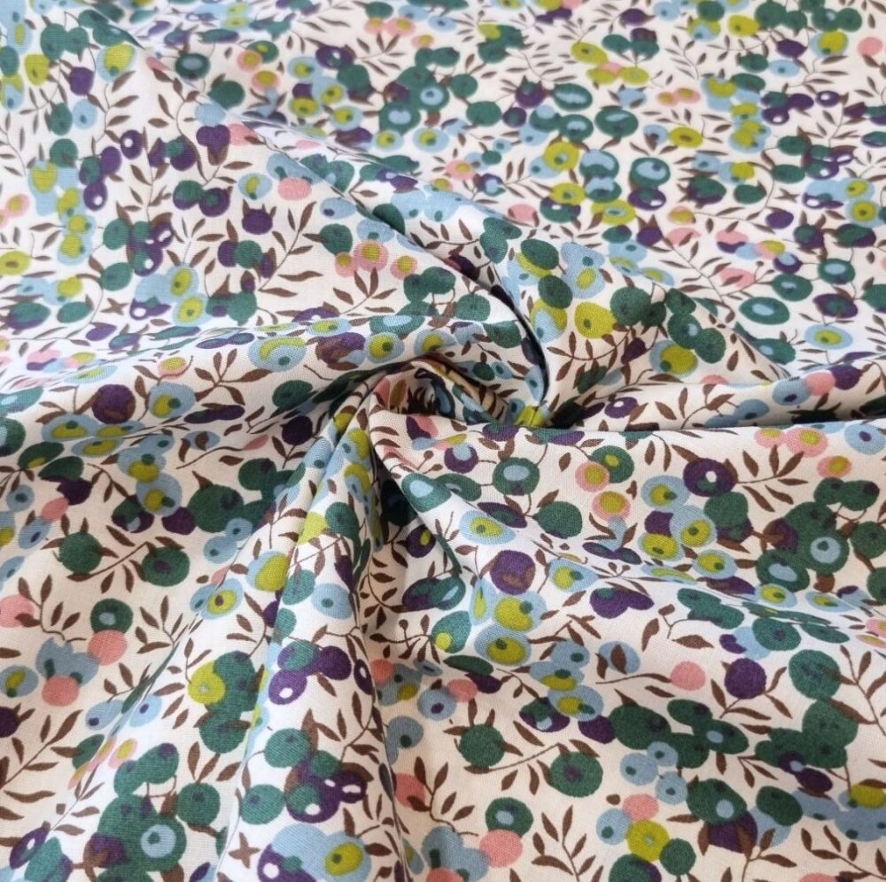 Cotton Fabric Berries Teal