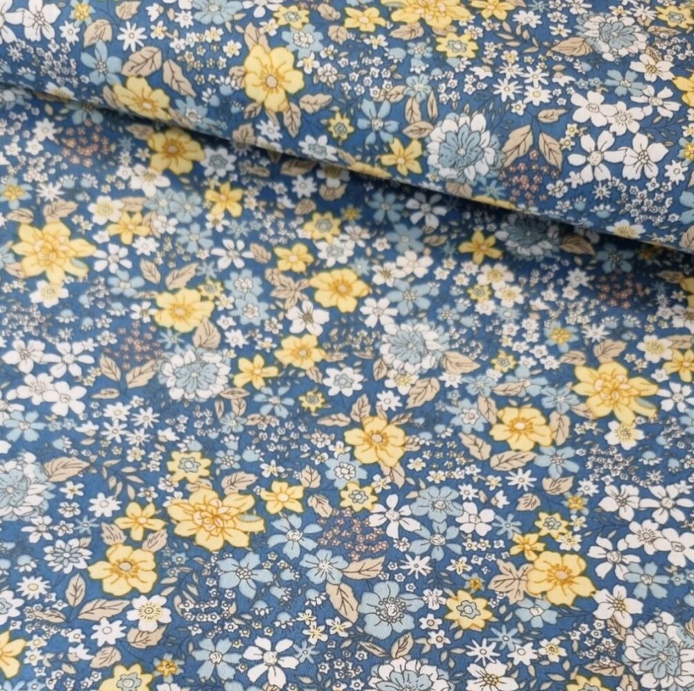 Cotton Fabric Mini Florals Blue