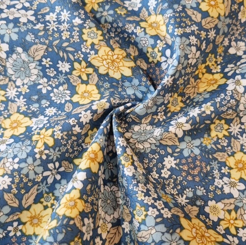 Cotton Fabric Mini Florals Blue