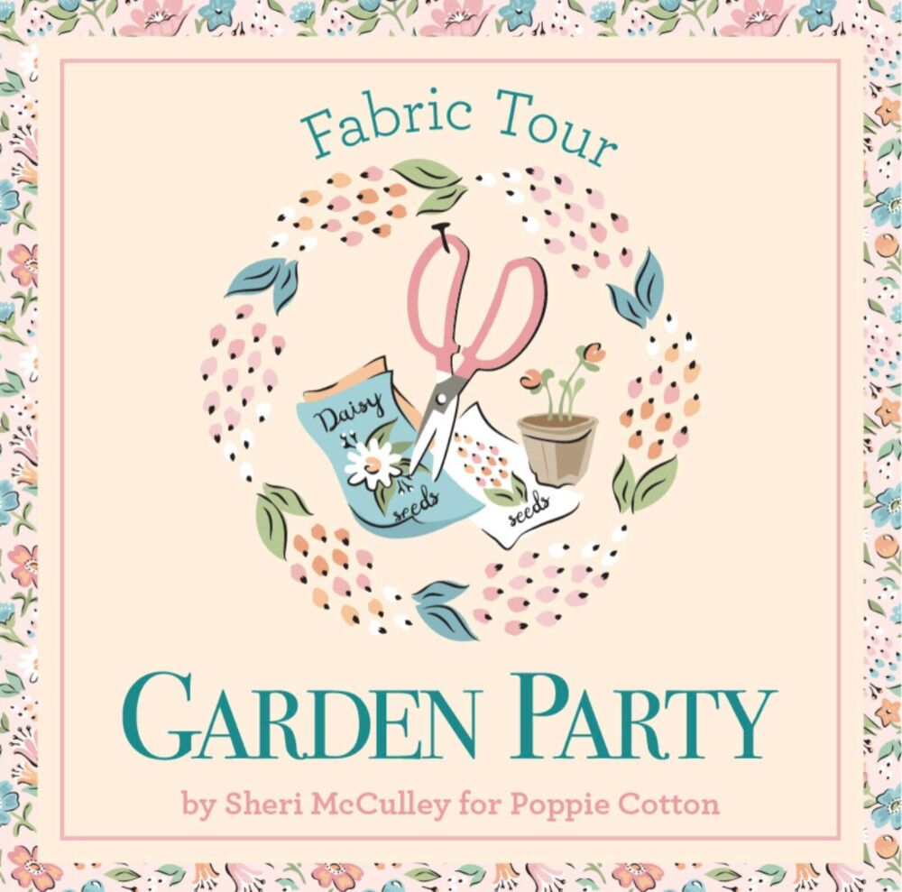 Poppie Cotton Fabric Garden Party Sweet Wreaths Sky