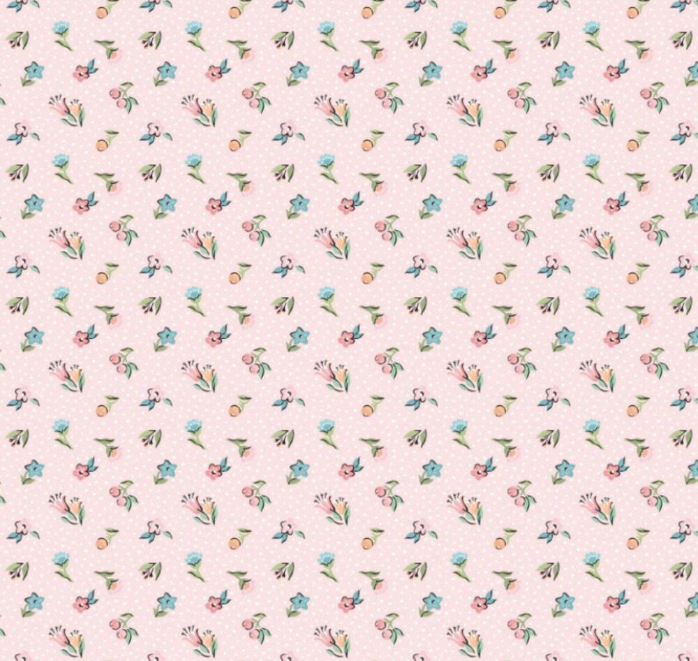 Poppie cotton Fabric Garden Party Mini Blooms Blush