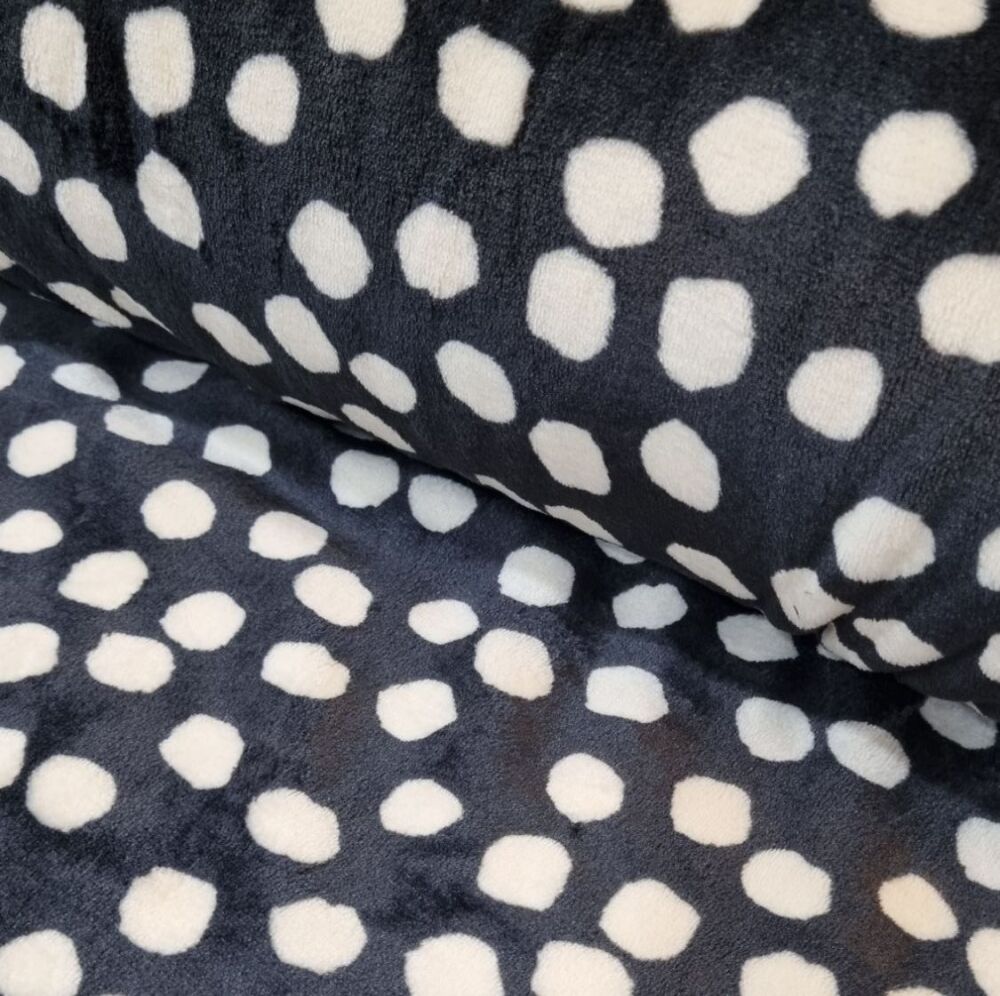 Cosy Fleece Fabric Dots Black