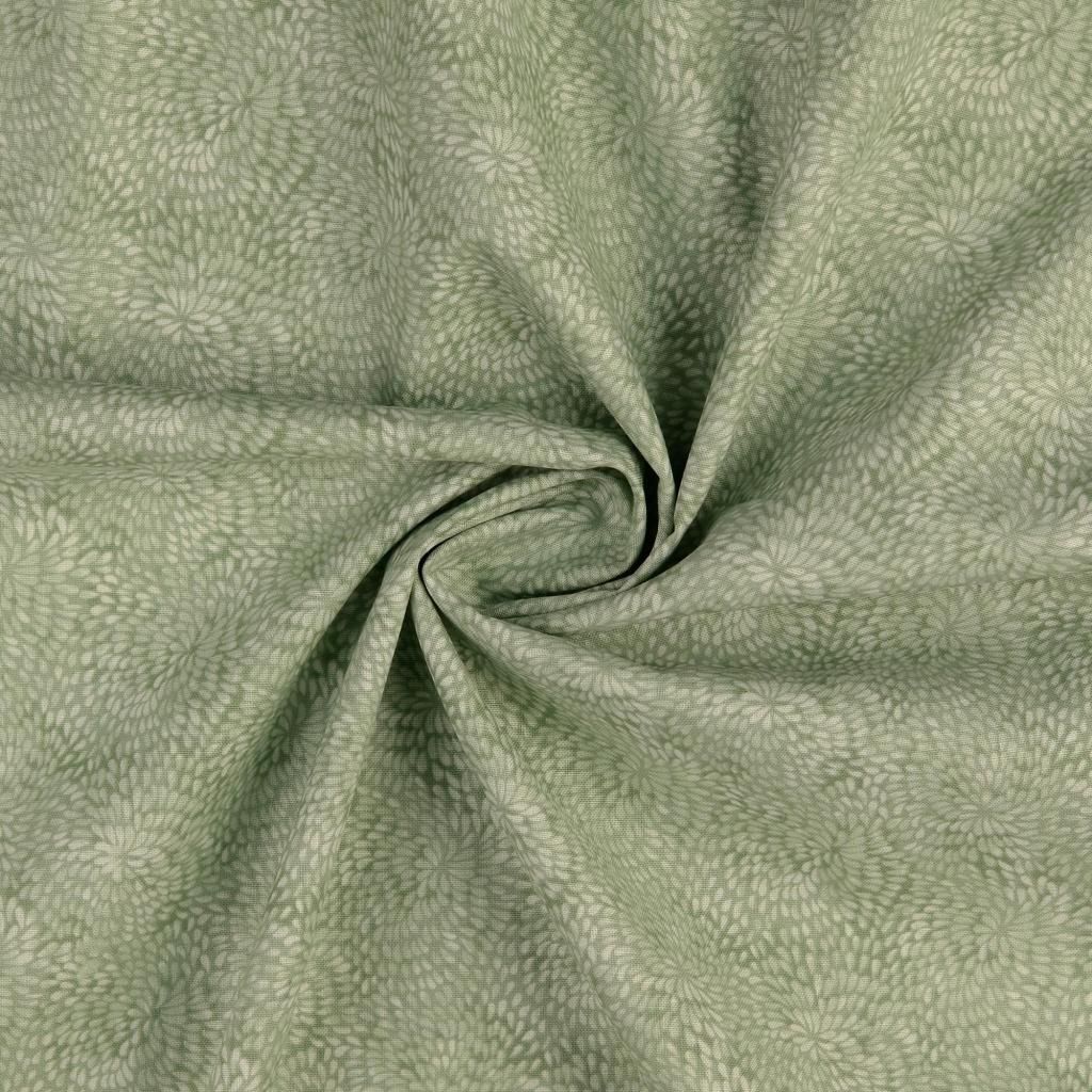 Cotton Poplin Fabric Swirls Tea Green