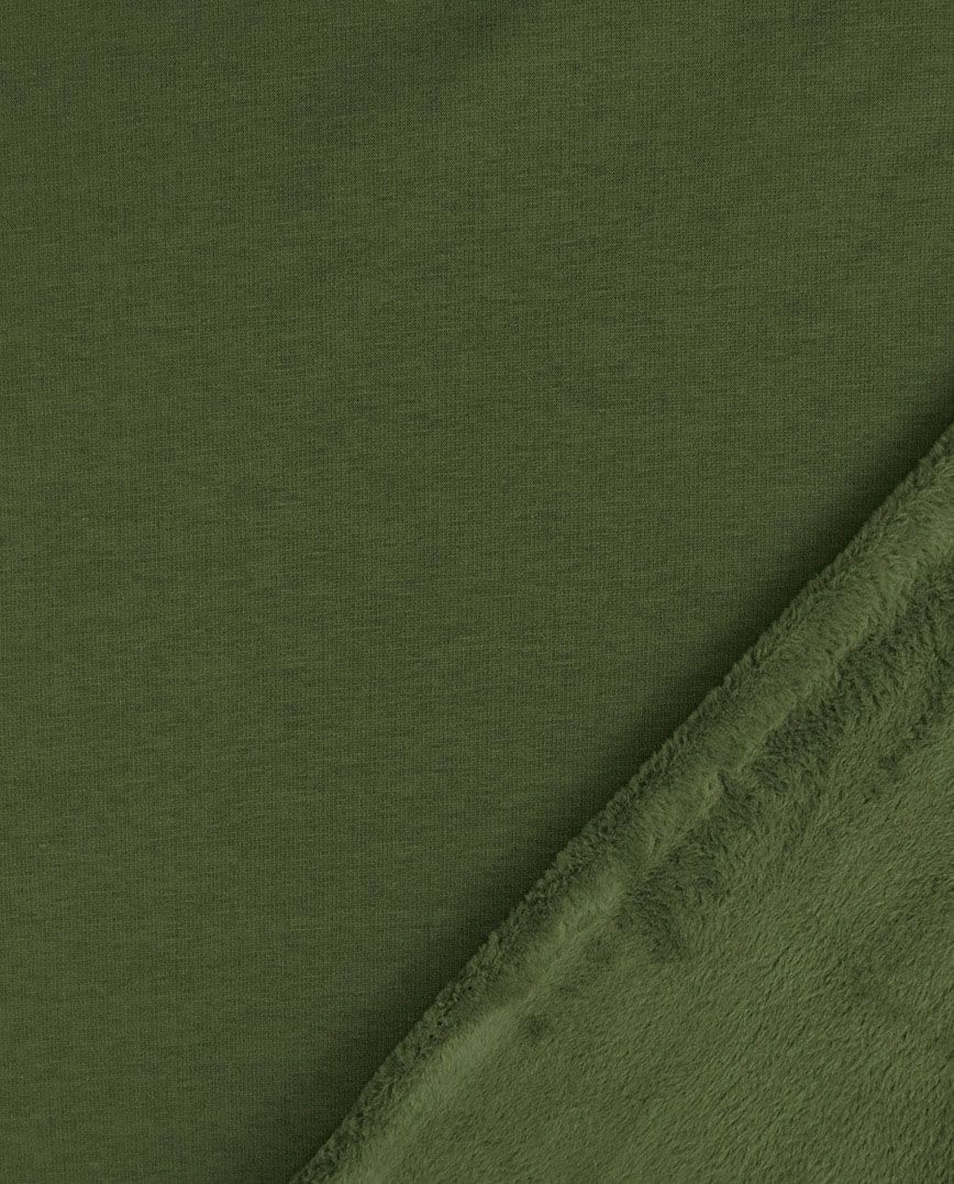 Alpine Fleece Fabric Fur Backed Khaki Green