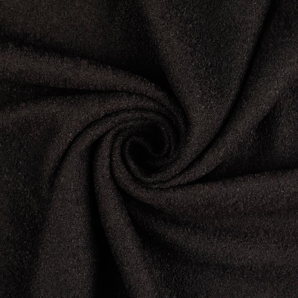 Wool Boucle Fabric Black 5001