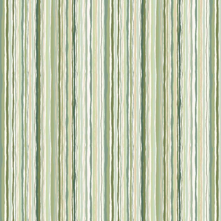 Makower Cotton Fabric Foxwood Stripe Green