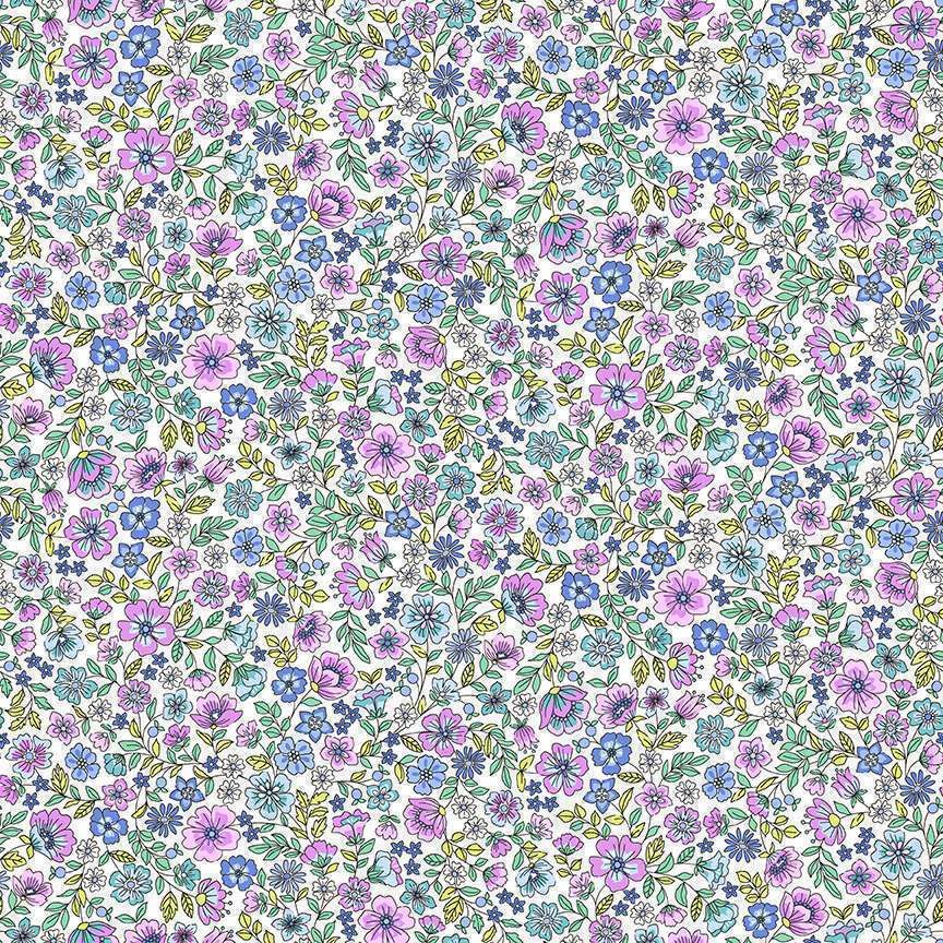 Makower Cotton Fabric Country Cuttings Meadow Lilac