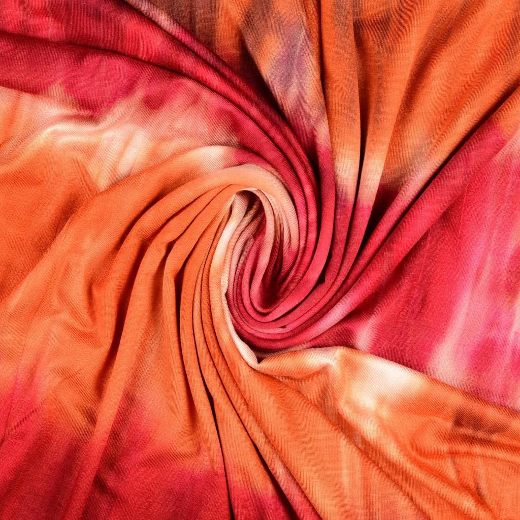 Viscose Jersey Fabric Ombre Red/Orange