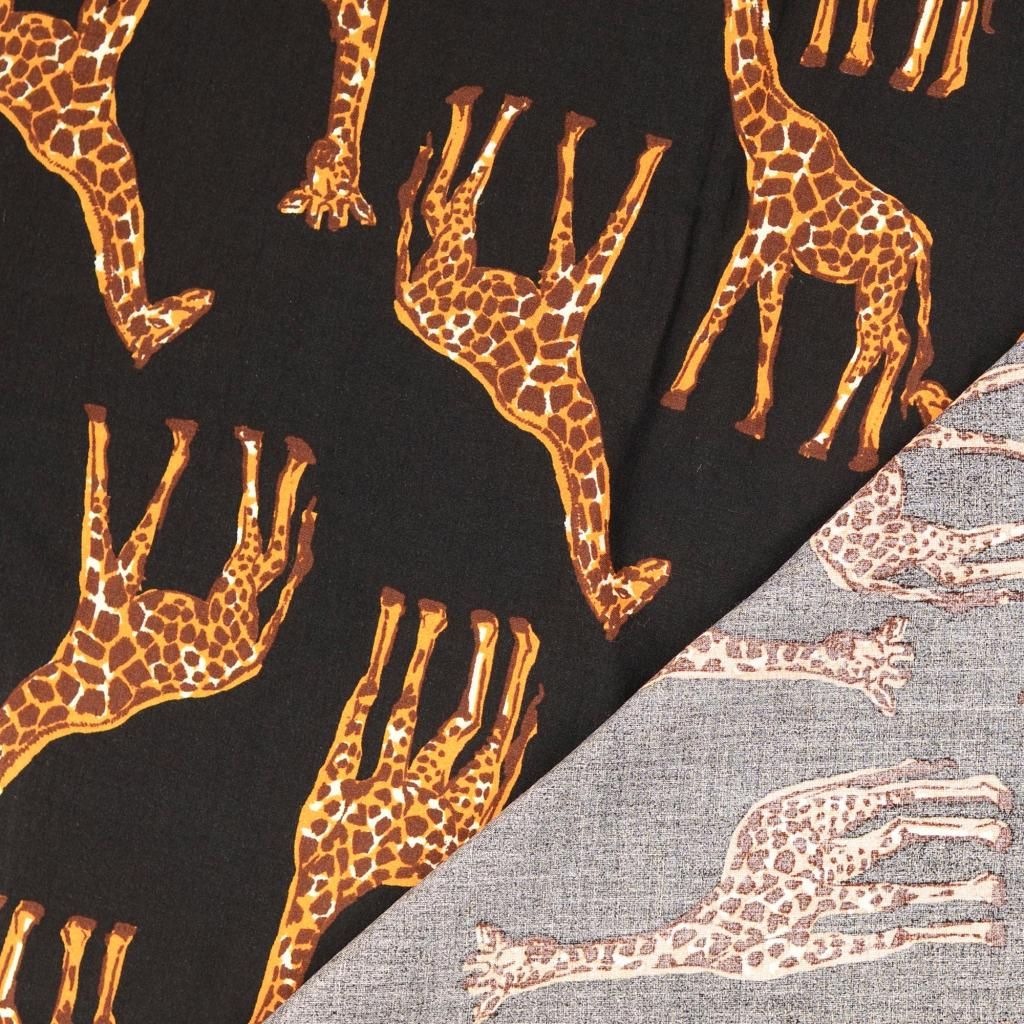 Viscose Fabric Giraffe Black