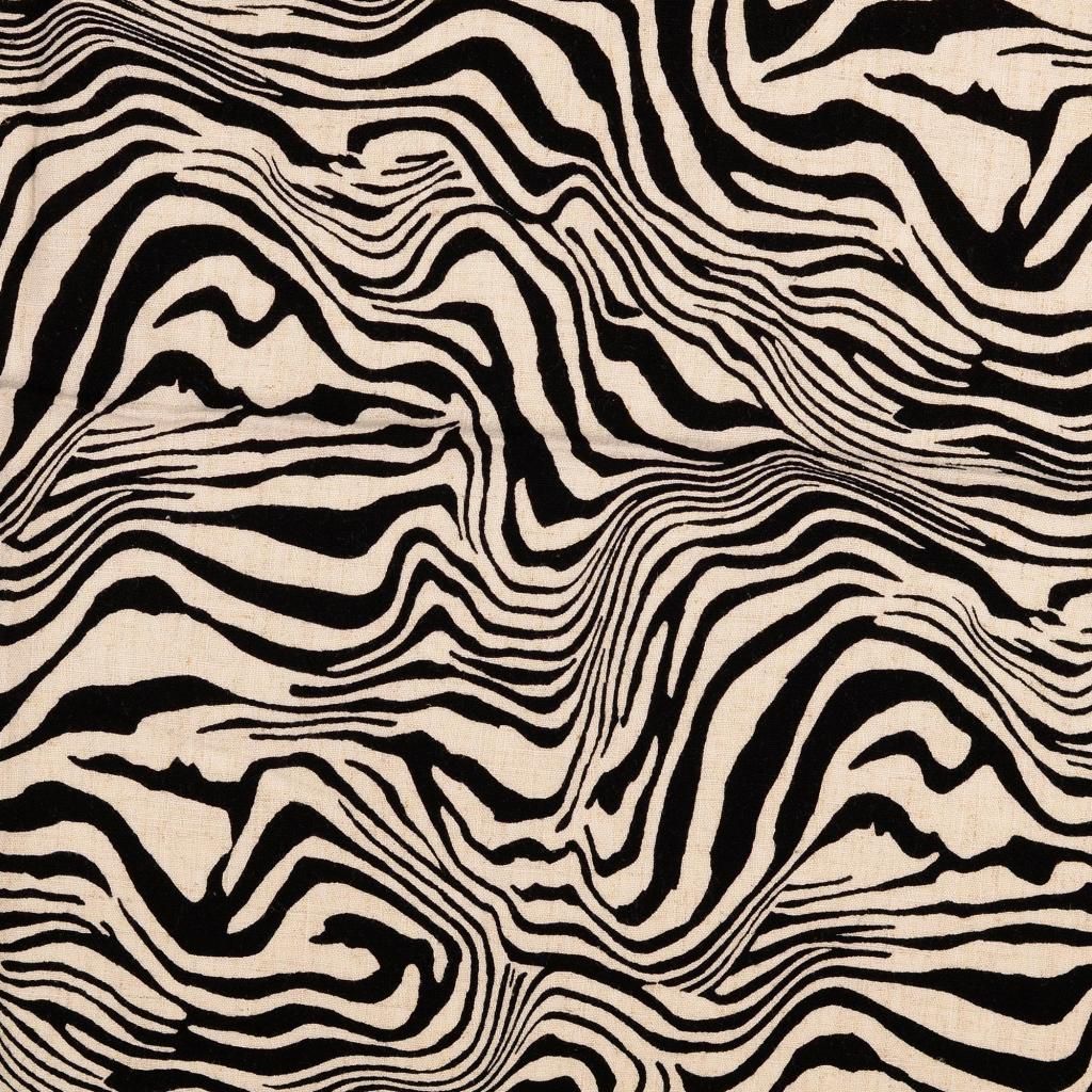 Viscose Linen Mix Zebra Print Black Natural