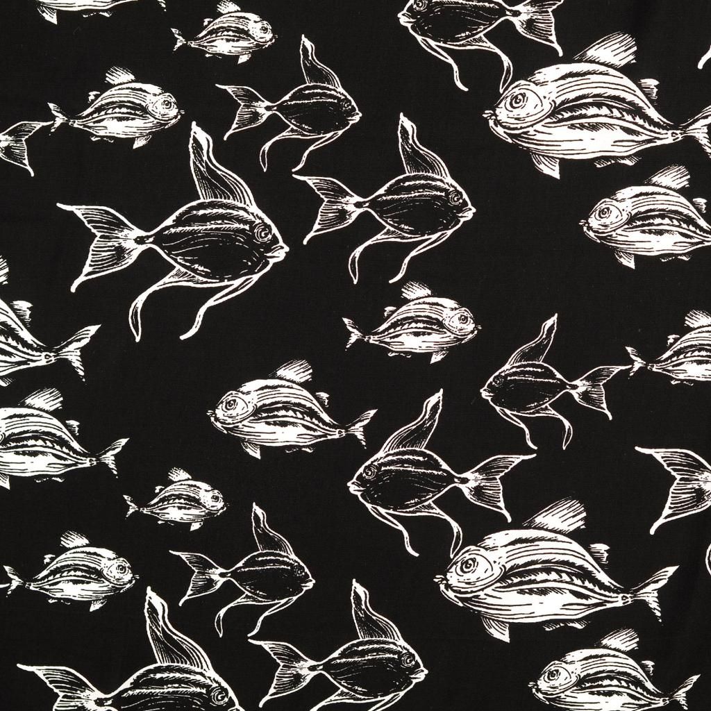 Viscose Fabric Fishes Black