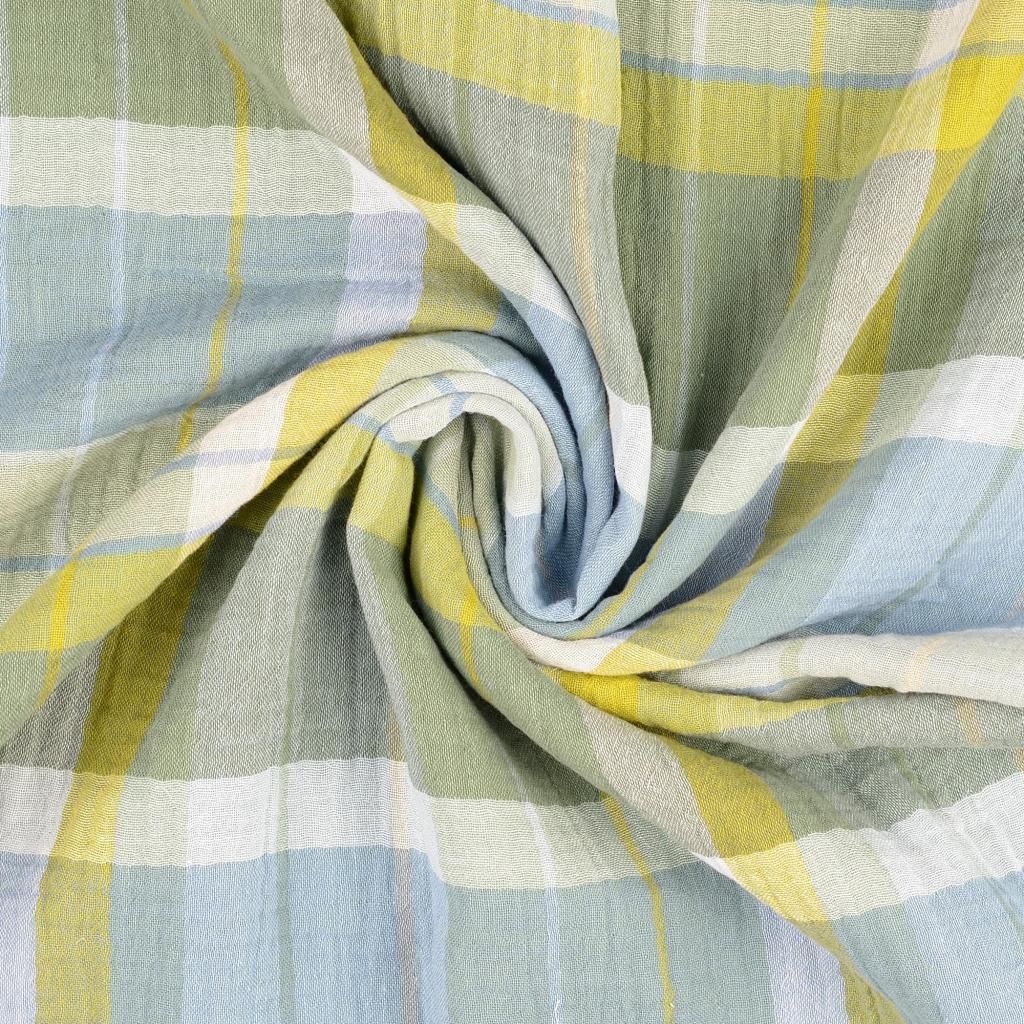 Double Gauze Fabric Checked Green