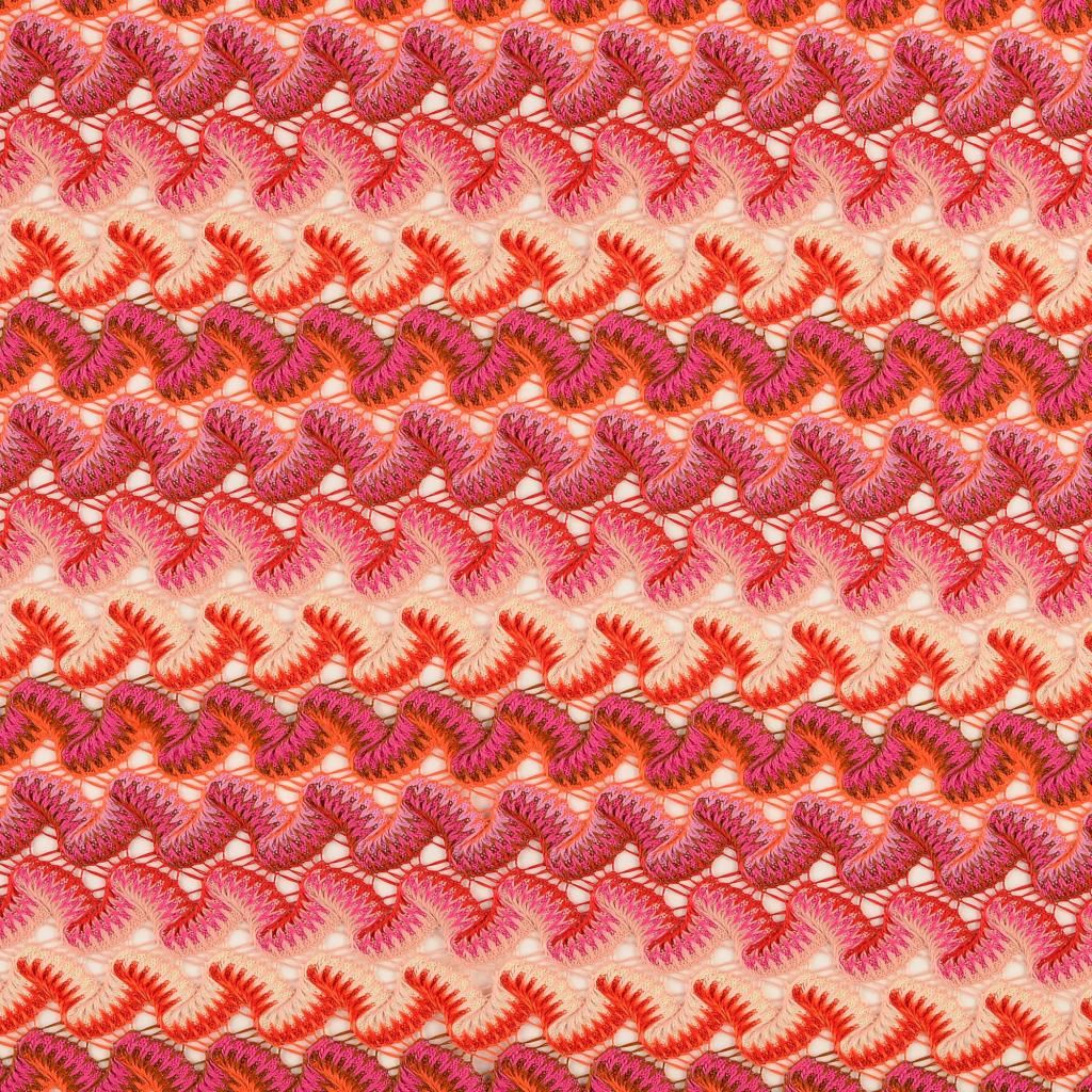 Crochet Lace Fabric Waves Red