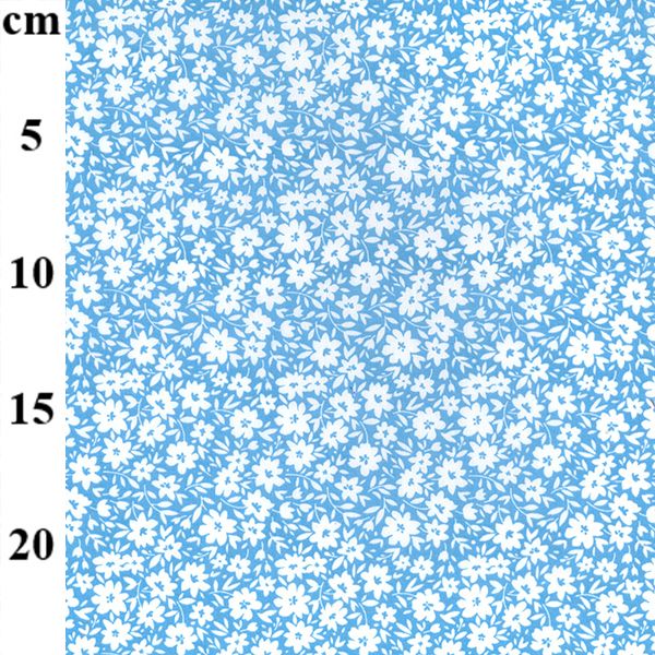 Polycotton Fabric Ditzy Florals Baby Blue