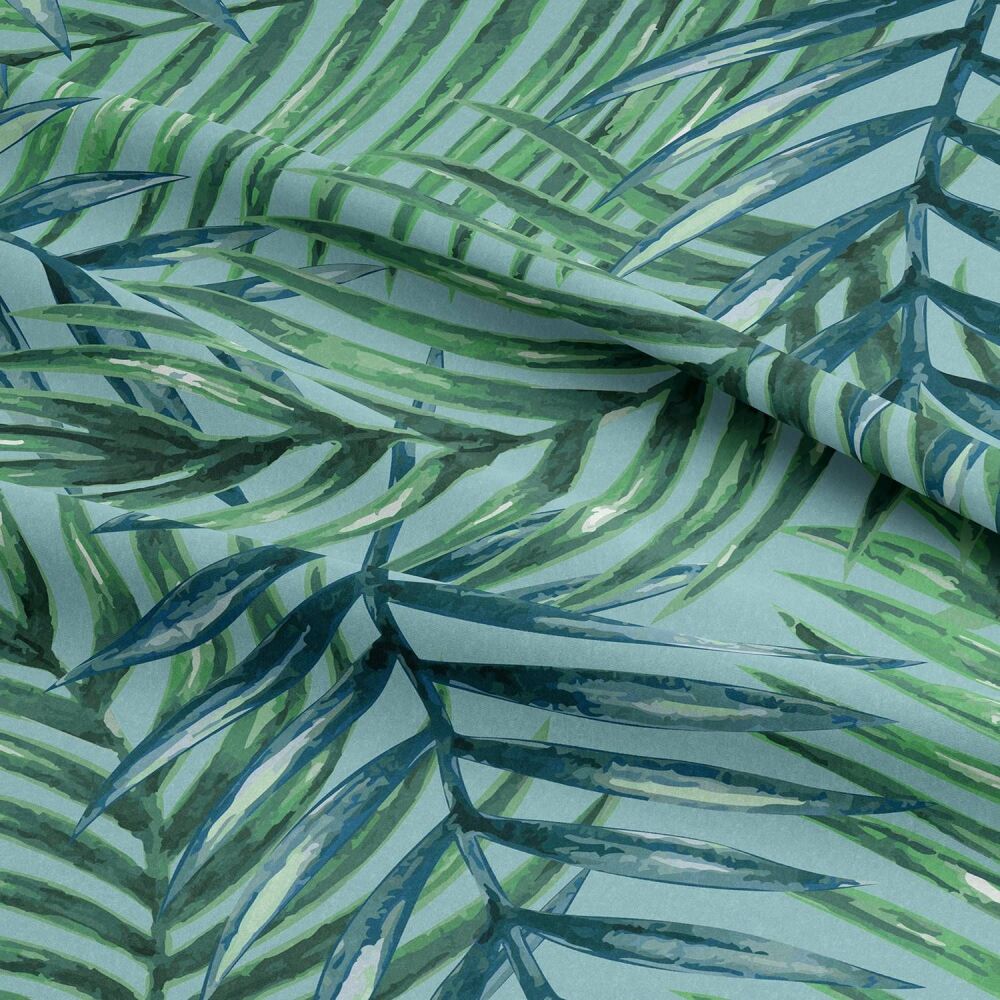 Outdoor Water Resistant Fabric Duckegg Palm Leaves