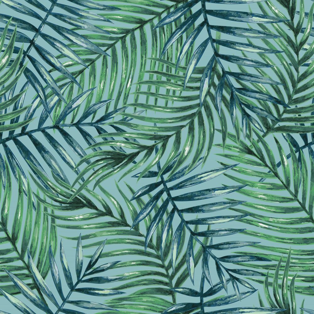 Outdoor Water Resistant Fabric Duckegg Palm Leaves
