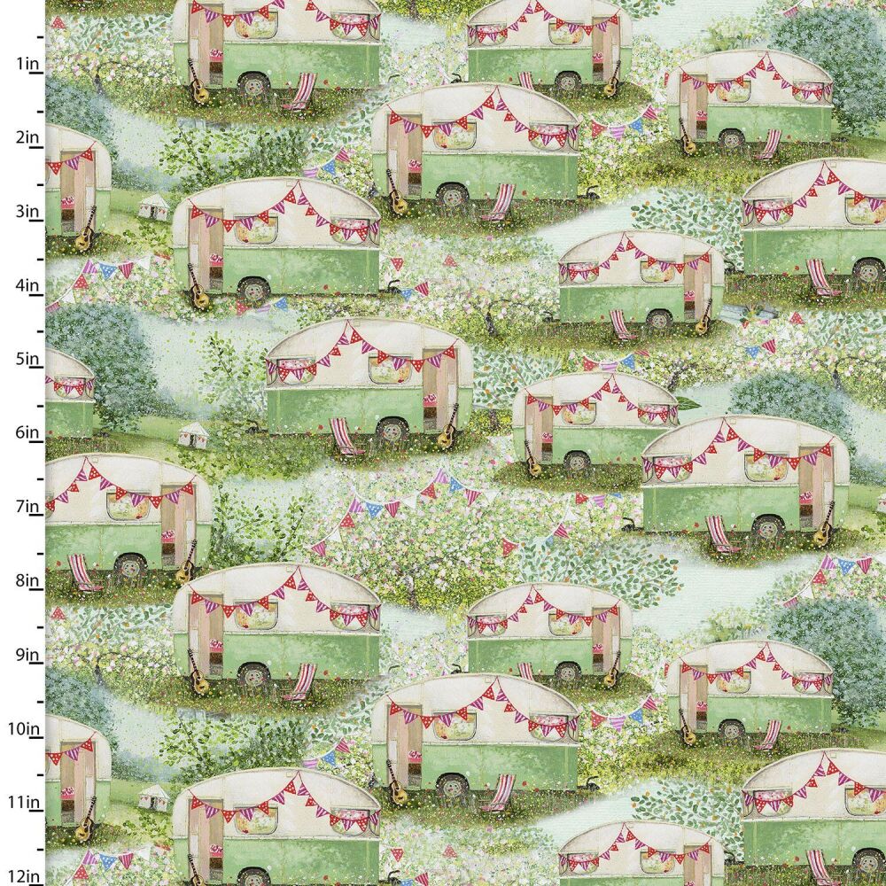 3 Wishes Organic Cotton Fabric Secret Garden Packed Campers
