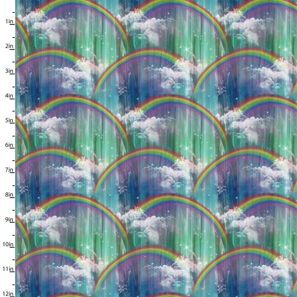 3 Wishes Organic Cotton Fabric Princess Dreams Rainbow Waterfall