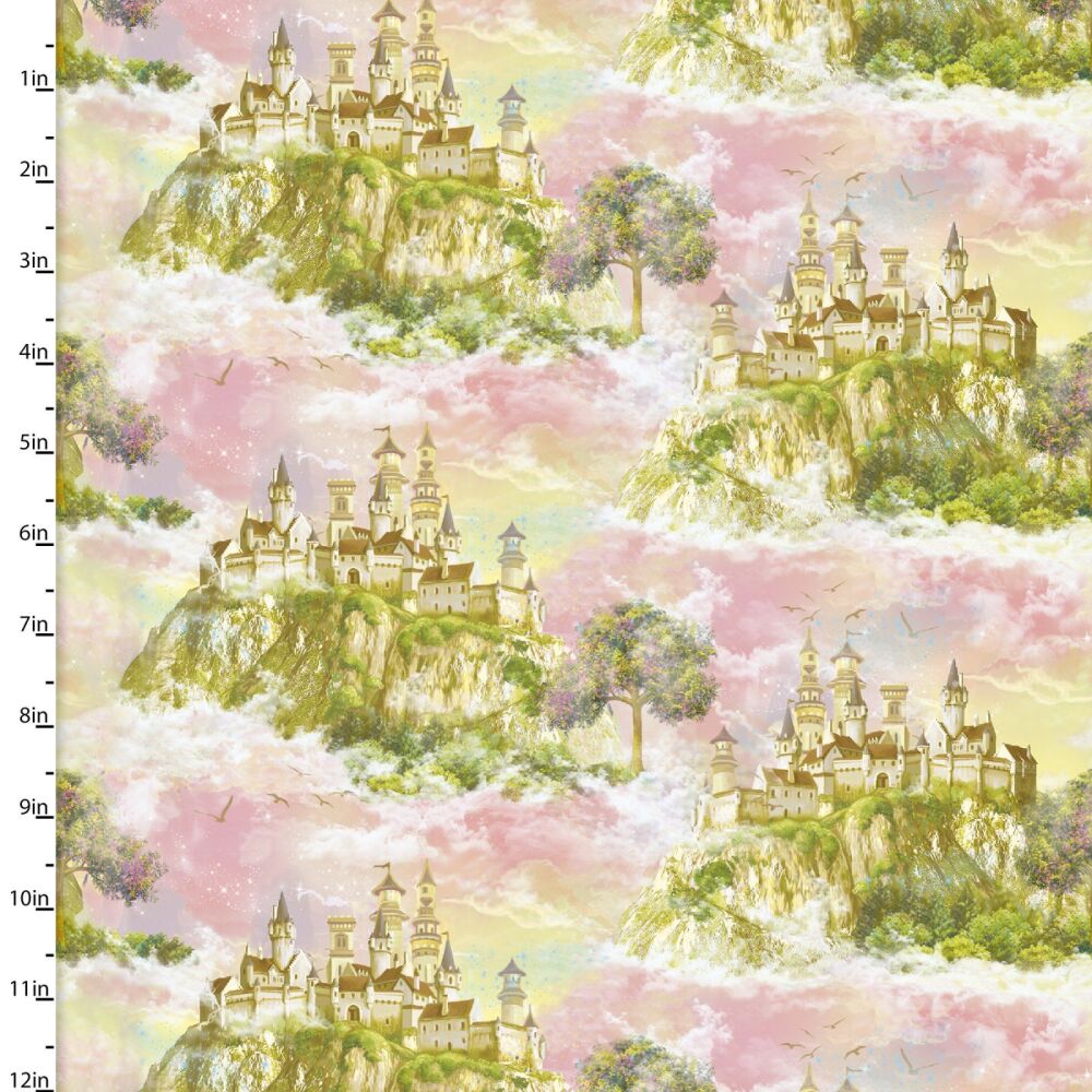 3 Wishes Organic Cotton Fabric Princess Dreams Castles in Sky