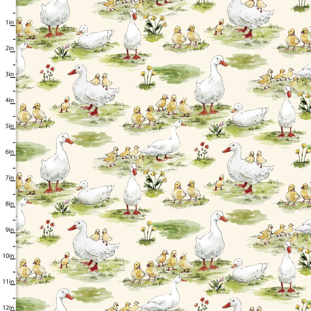 3 Wishes Organic Cotton Fabric Cottontail Farm Duck Duck Goose