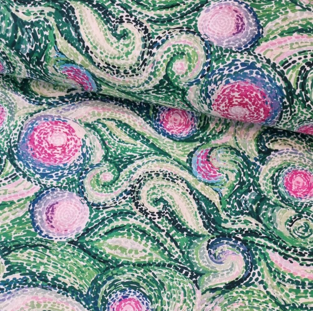 Lightweight Cotton Fabric Swirls Emerald