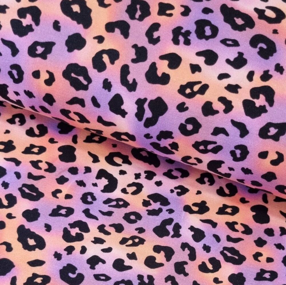 Cotton Jersey Fabric Leopard Rainbow