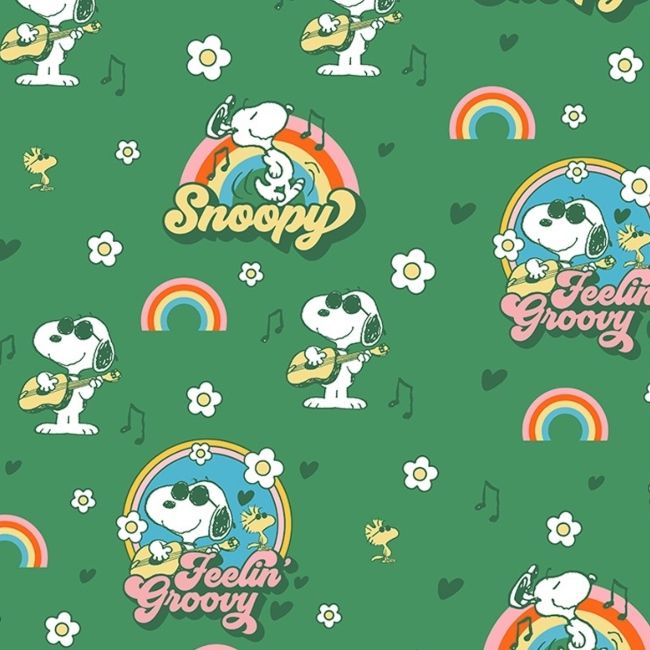 Cotton Fabric Snoopy Groovin Tunes