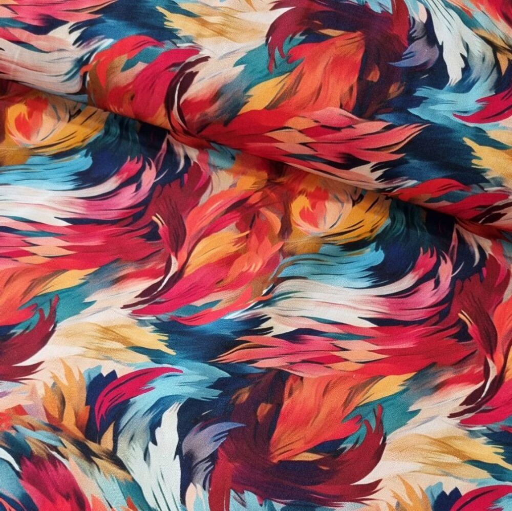 Viscose Fabric Feather Fire