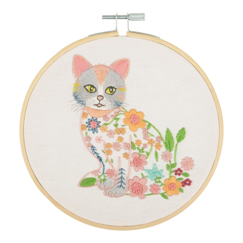 Embroidery Kit with Hoop: Cat