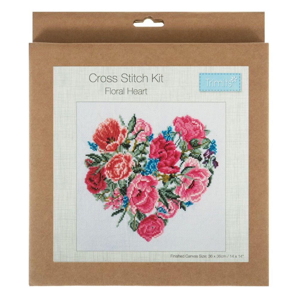 Counted Cross Stitch Kit: Large: Floral Heart