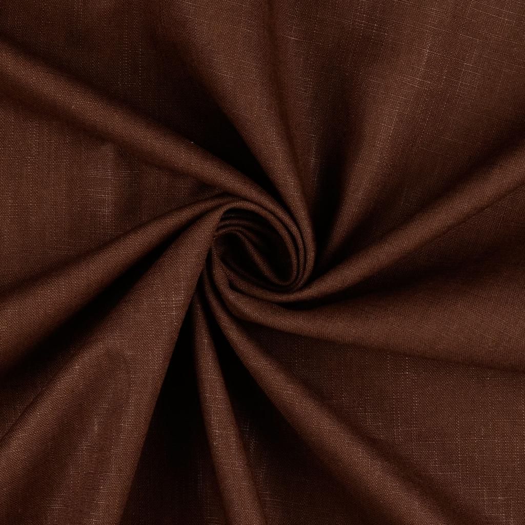 Plain Washed Linen Fabric Chocolate 6007