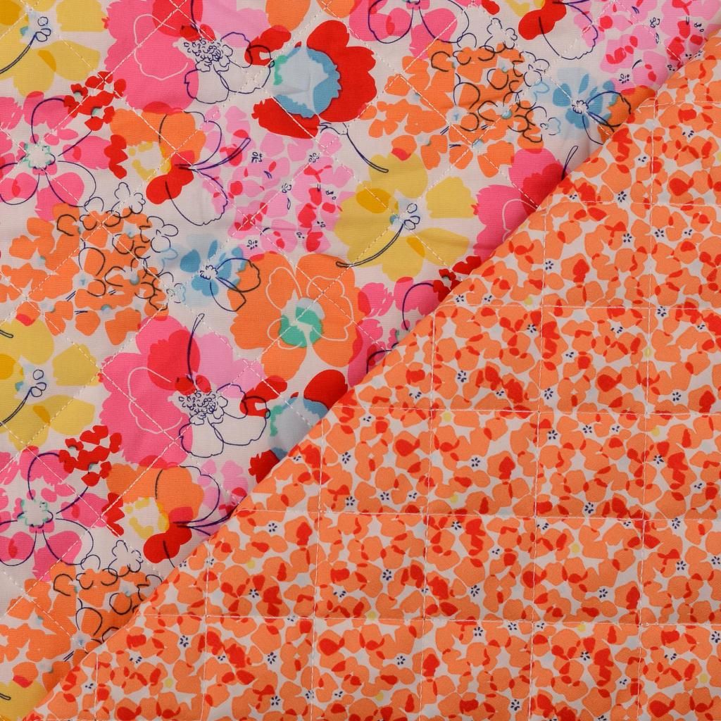 Quilted Cotton Fabric Double Sided Orange Bloom