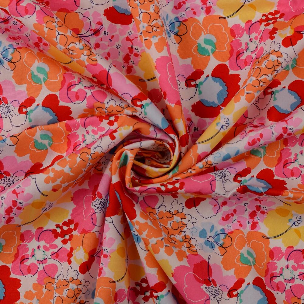 Cotton Fabric Orange In Blossom