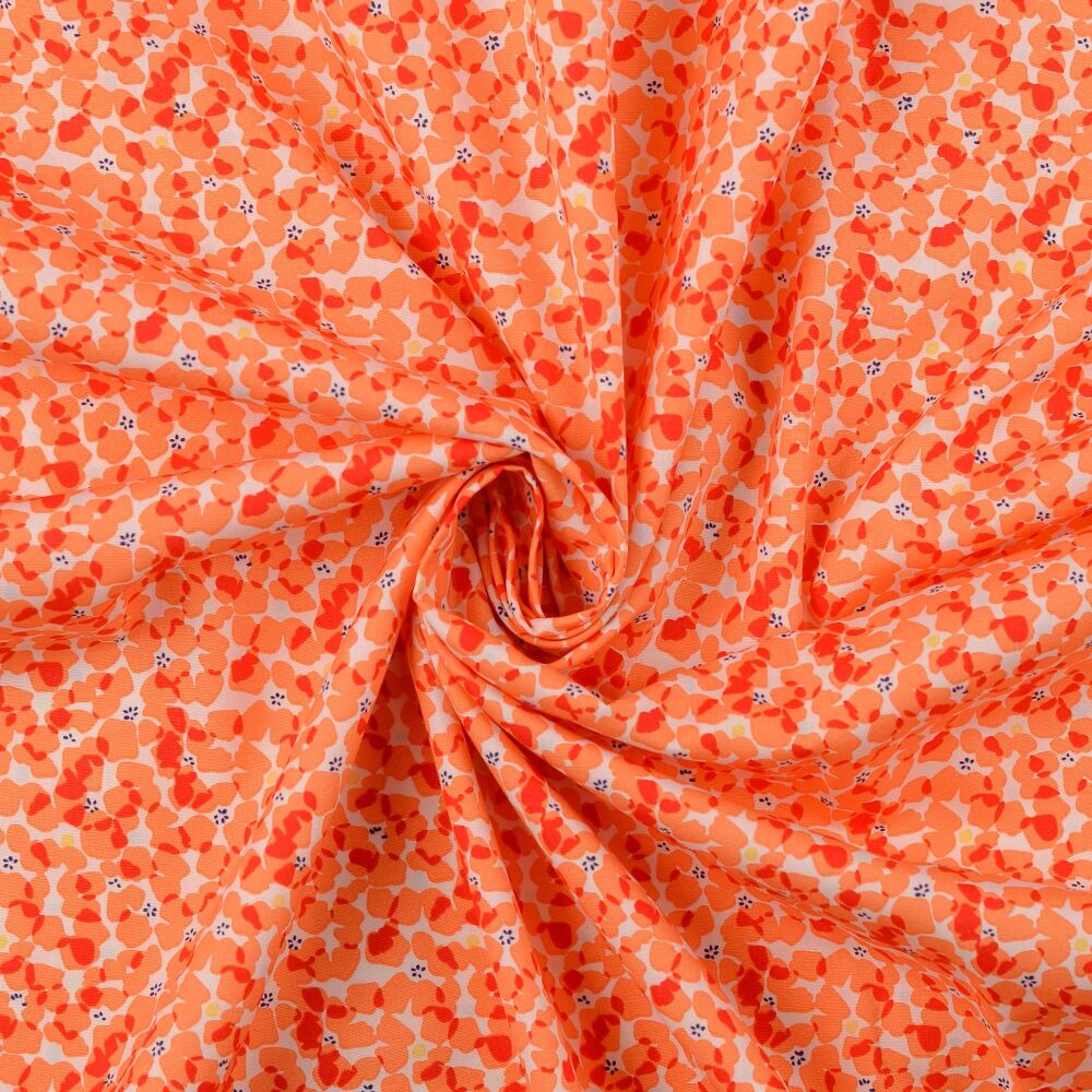 Cotton Fabric Orange In Bloom