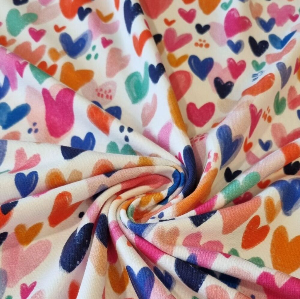 Cotton Jersey Hearts Multi Colour