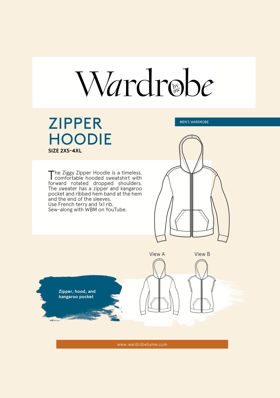 Wardrobe By Me Zipper Hoodie For Men Sewing Pattern