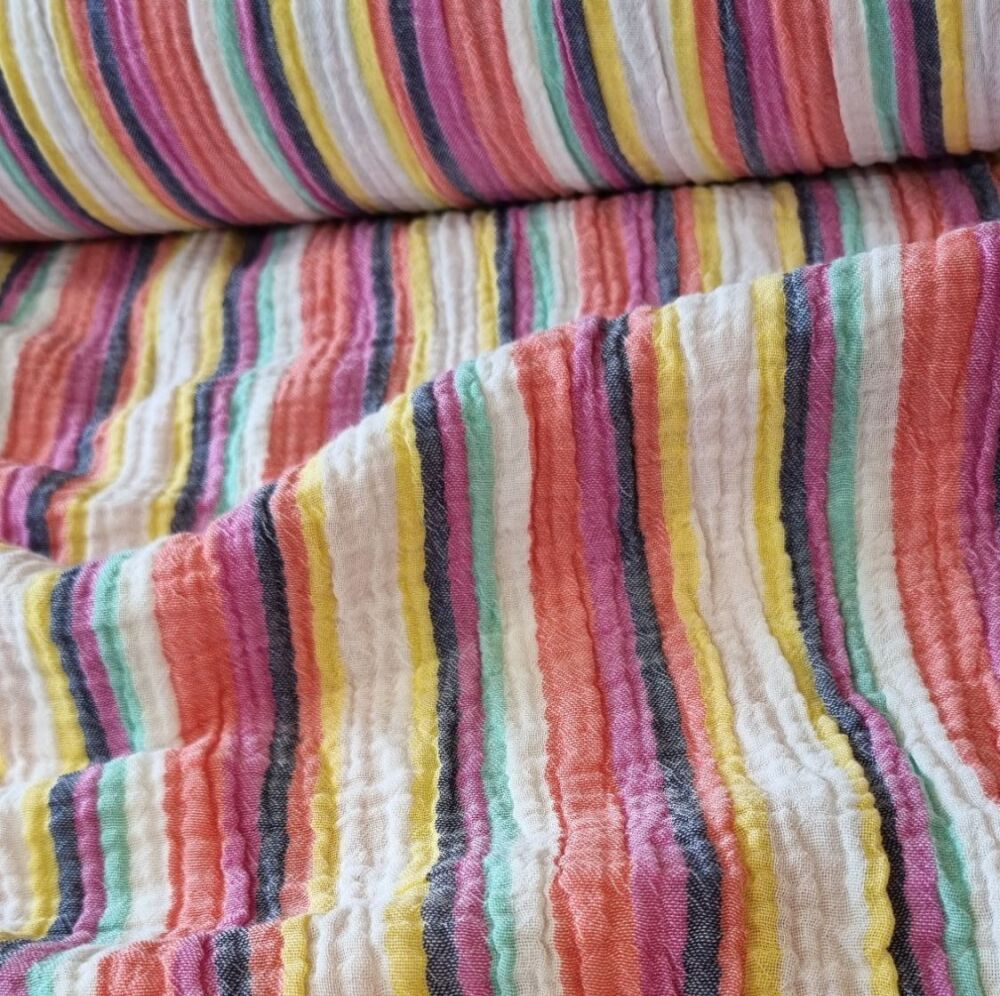 Double Gauze Fabric Bright Stripes