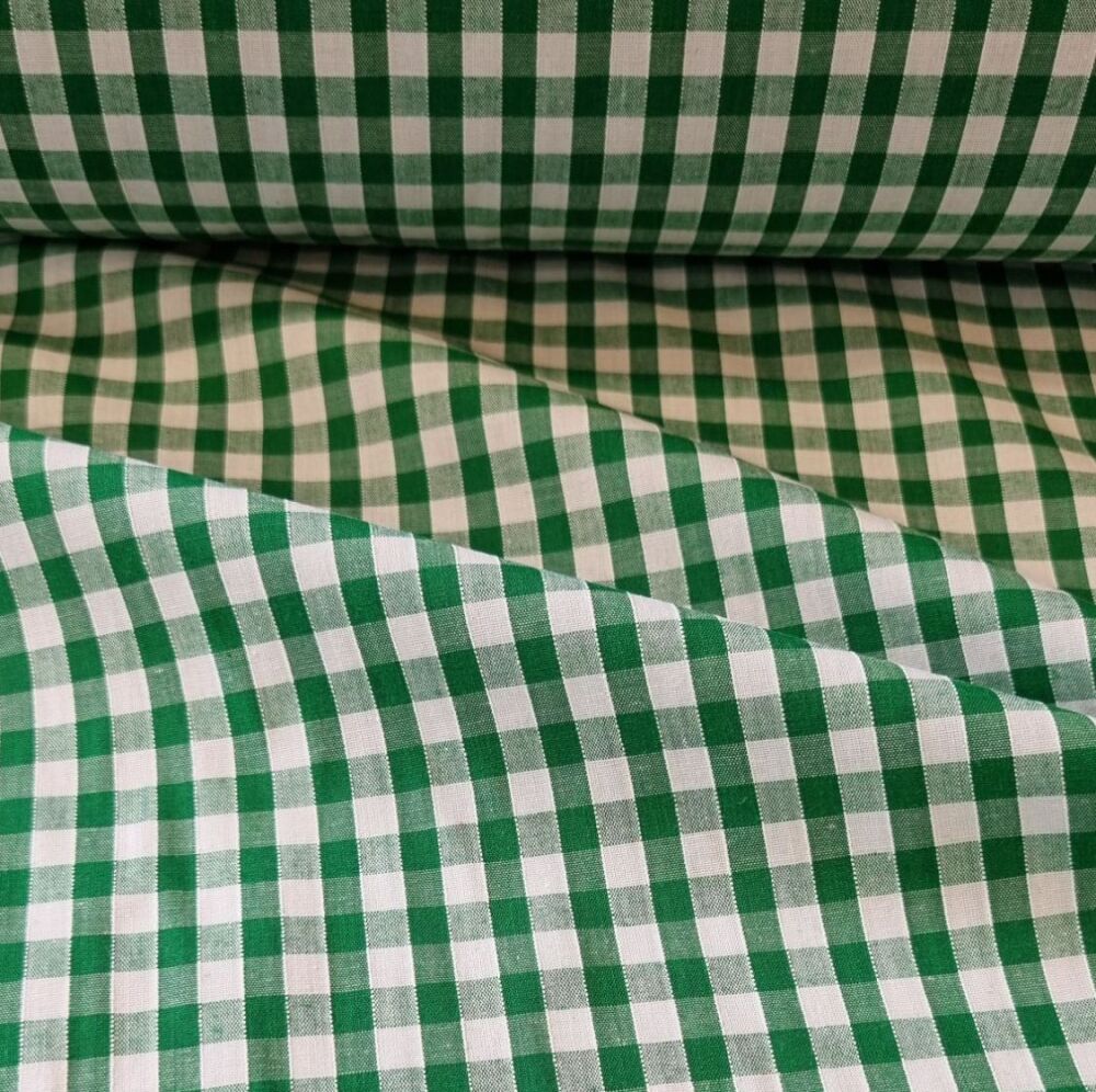 Polycotton Gingham Fabric Emerald