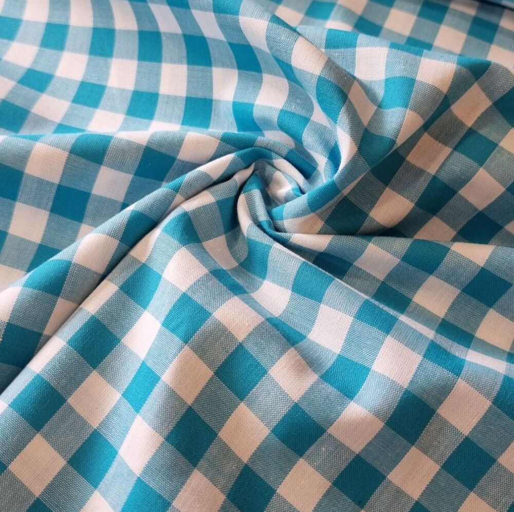Yard Dyed Cotton Fabric Gingham Turquoise