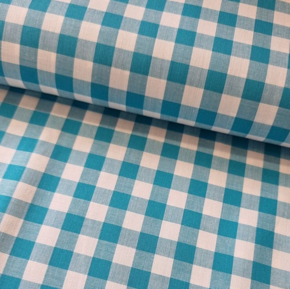 Yard Dyed Cotton Fabric Gingham Turquoise