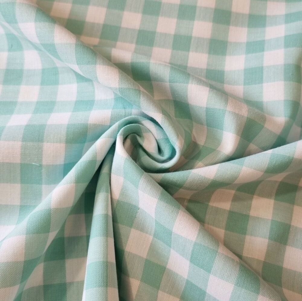Yard Dyed Cotton Fabric Gingham Mint