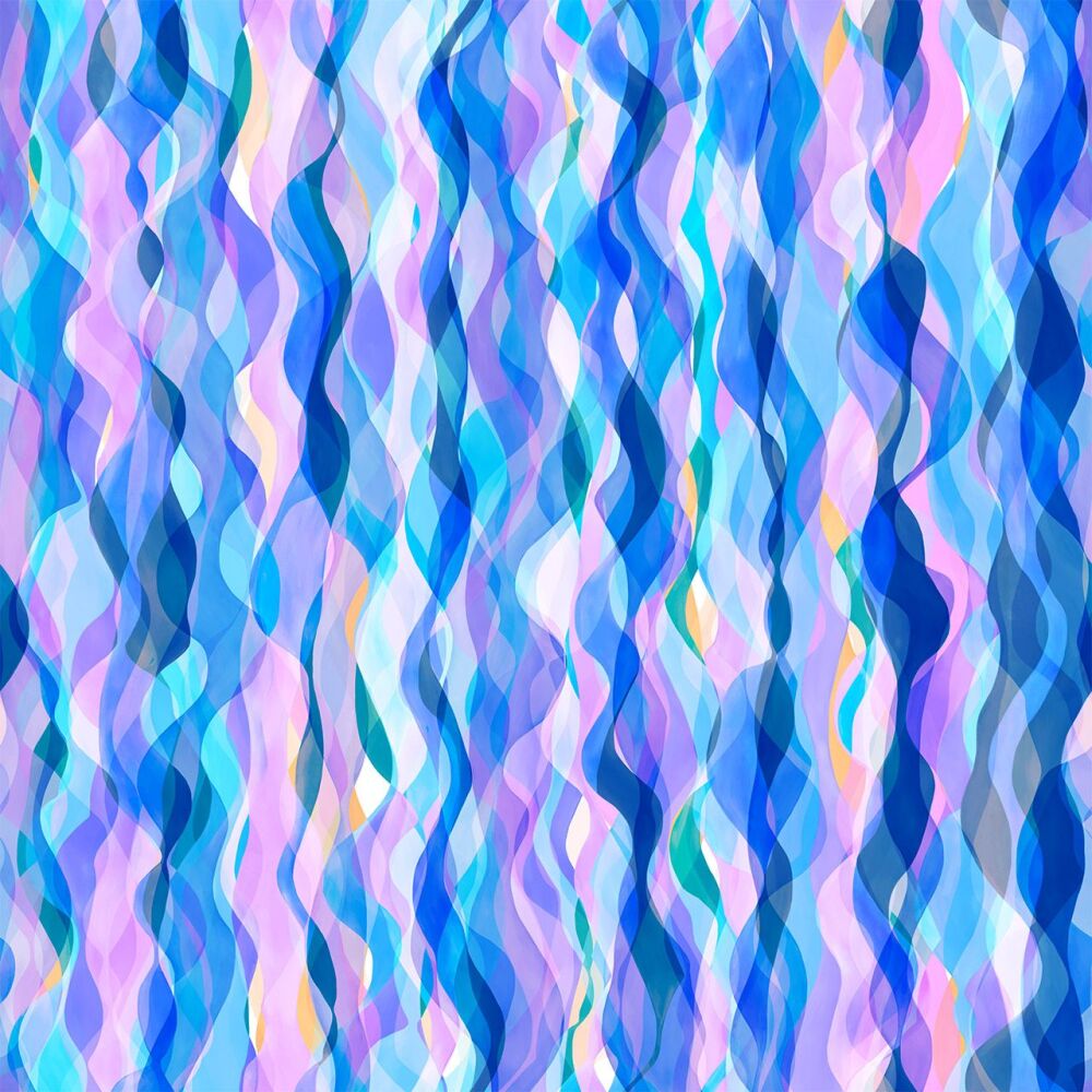 Rachel Parker Rayon Fabric Chroma Blue Curly Waves