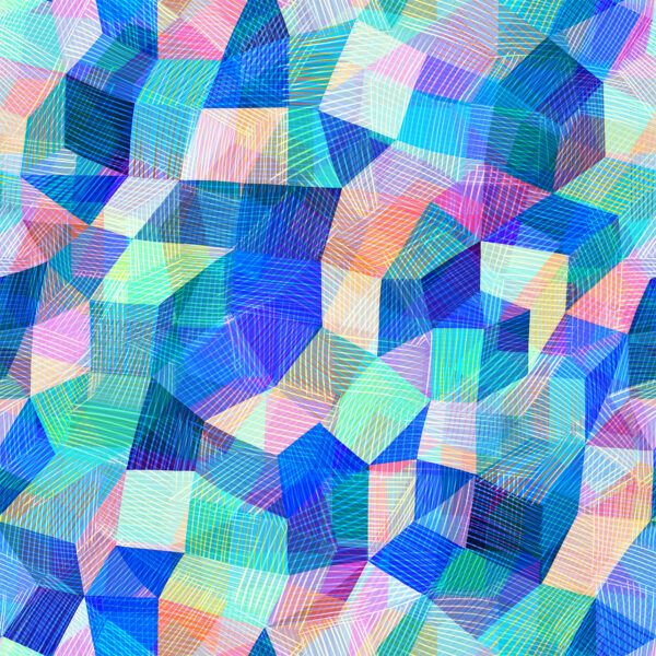 Rachel Parker Rayon Fabric Chroma Blue Geometric
