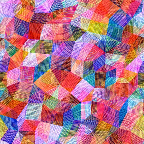 Rachel Parker Rayon Fabric Chroma Rose Geometric