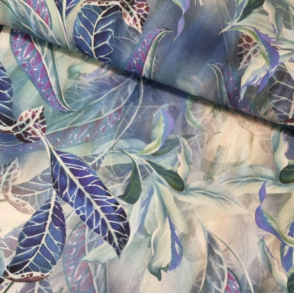 Radiance Viscose Fabric Tropical Leaves