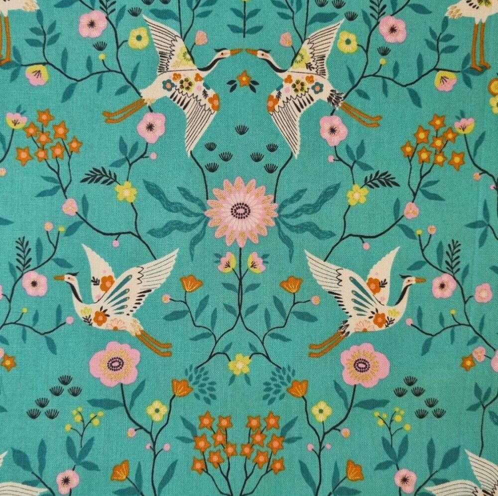 Dashwood Studio Cotton Fabric Blossom Days Cranes