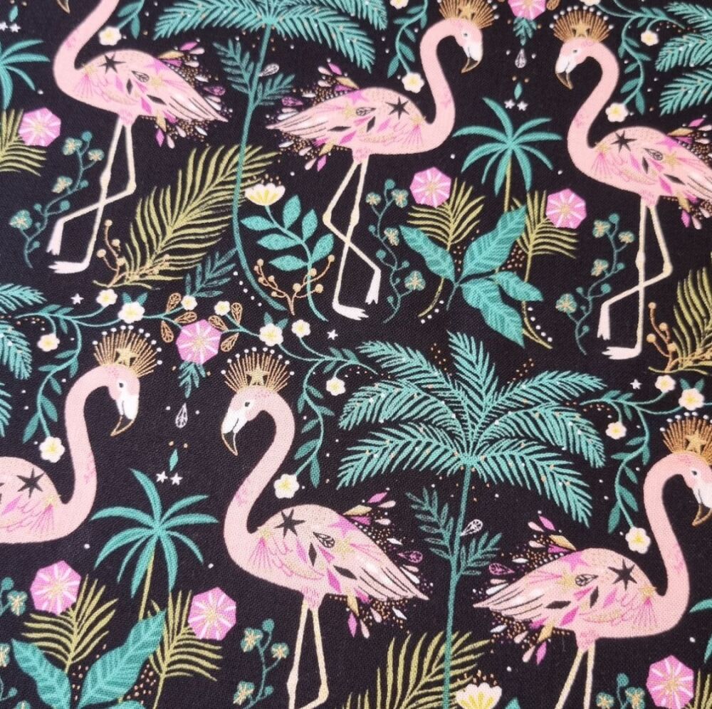 Dashwood Studio Cotton Fabric Jungle Luxe Flamingo