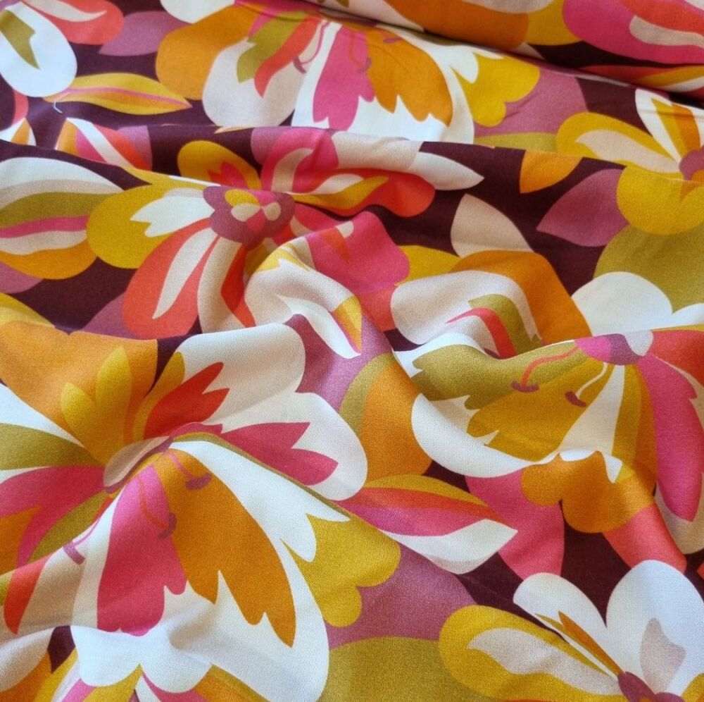 Rayon Fabric Tapestry Floral Flame